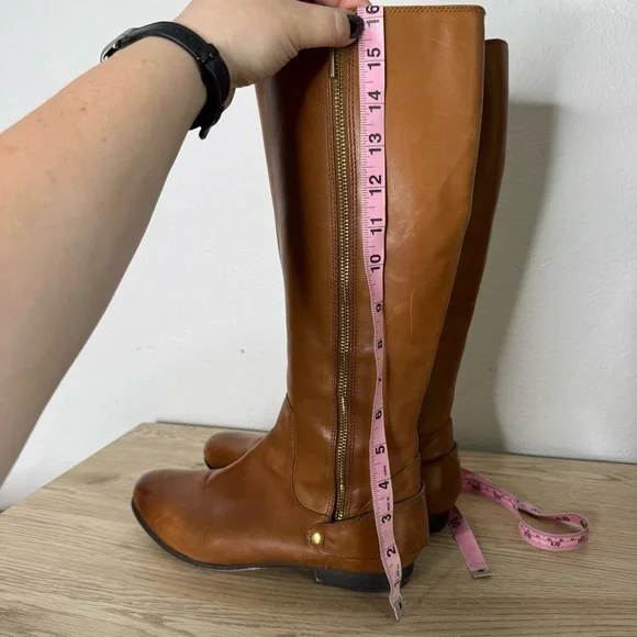 Clarks Charlie Cognac Leather Tall Riding Boots Womens Size 9.5 M Equestrian Zip - Picture 9 of 15